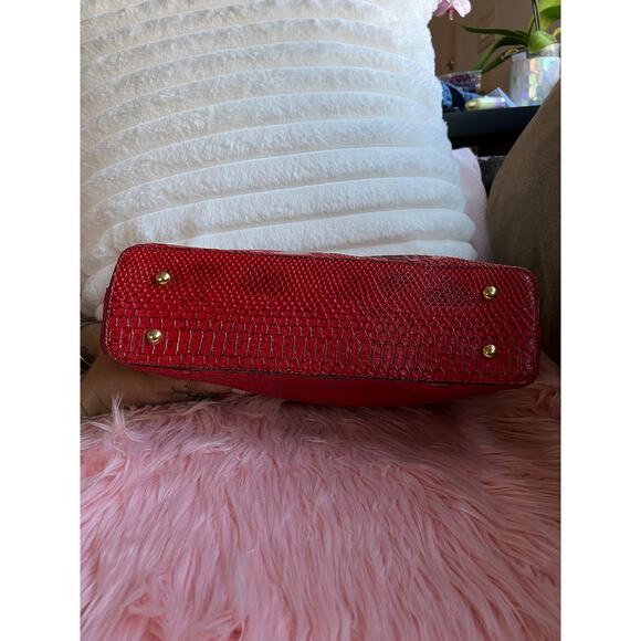 Michael Kors Red Snakeskin 3 Piece Tote Makeup Bag Wristlet Set - Picture 5 of 11